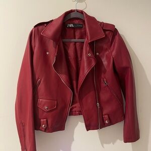 Red leather jacket from Zara - size Small